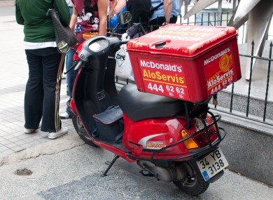 A McDonald's delivery scooter in Istanbul, Turkey. McDonalds Ireland has distanced itself from a delivery service set to launch in Dublin next week.