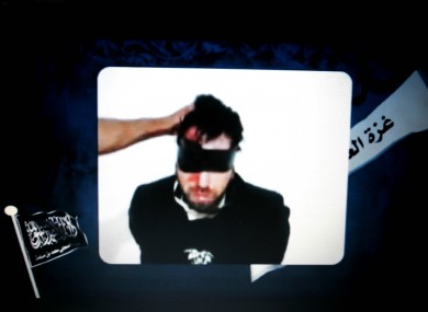 A video posted on YouTube shows Italian activist Vittorio Arrigoni kidnapped by a group of radical Islamists in Gaza.