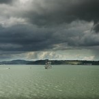 The Christian Radich Tall Ship heads up the River Suir under heavy storm clouds to Waterford City (Eamonn Farrell/Photocall Ireland)