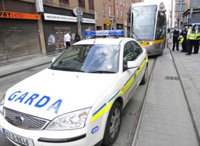 File photo of Gardaà attending an incident on a Luas line.