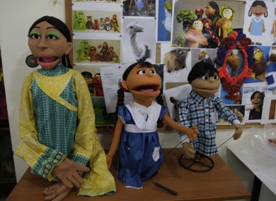 Characters of Pakistani Sesame Street are displayed in Lahore, Pakistan.