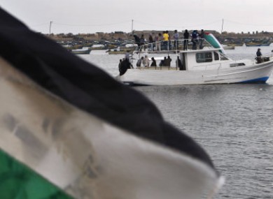 Activists show their support for the two boats which are attempting to break the blockade on Gaza