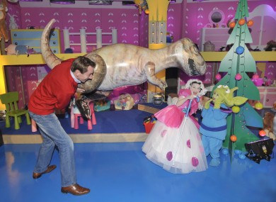 RTE presenter Ryan Tubridy with Dylan O'Connor (as alien), 4, Artane and Amy O'Gorman, 9, from Glasnevin