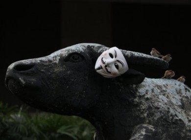 File photo of the Guy Fawkes mask associated with Anonymous.