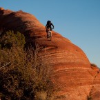 Riding down red rock in Moab, Utah.