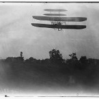 Orville Wright flying at a height of about 18 metres off the ground at Huffman Prairie in Dayton, Ohio in September 1905. (Library of Congress, Prints & Photographs Division)