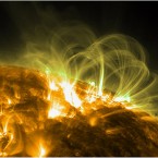 Looping magnetic fields on the sun's surface. (NASA/the Solar Dynamics Observatory) 