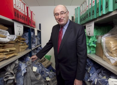 Phil Hogan in the mailing room during a visit to the Household Charge Bureau in Dublin today