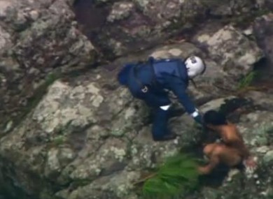 O'Brien being rescued on Sunday.