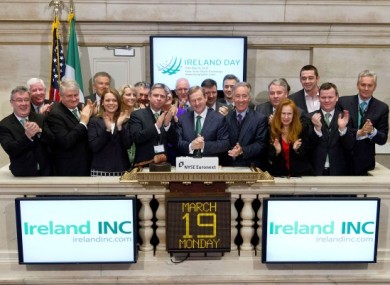 Enda Kenny ringing the opening bell at the NYSE last week. Denis O'Brien appears third from the left