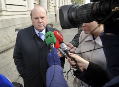 Michael Noonan speaks to the media before the Cabinet meeting this morning