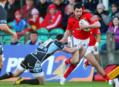 Munster's Felix Jones and Stuart Hogg of Glasgow