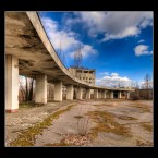 Arch between the Palace of Culture and Hotel Polissya in the city of Pripyat, near Chernobyl.