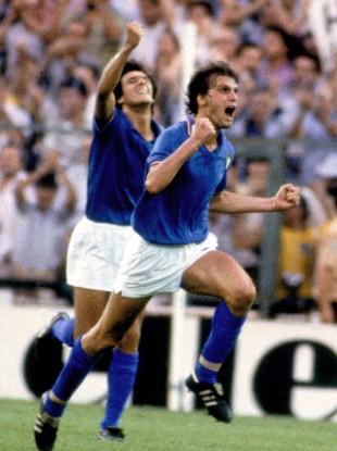 Marco Tardelli scores in the '82 World Cup final.