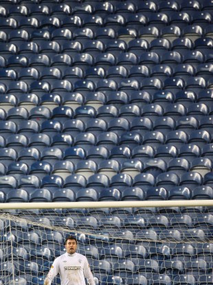 Allan McGregor in a near-empty Ibrox last year.
