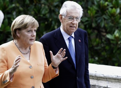 Angela Merkel with Italian premier Mario Monti