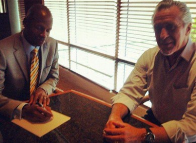 Ray Allen with NBA legend and Miami president Pat Riley.