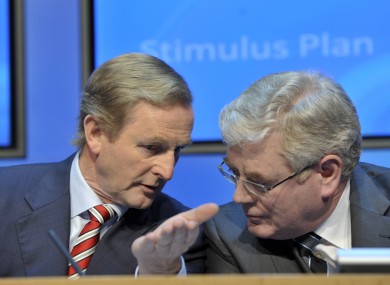 Taoiseach and Fine Gael leader Enda Kenny with Tanaiste and Minister for Foreign Affairs Eamon Gilmore at the Government's briefing on the Infrastructure Stimulus package