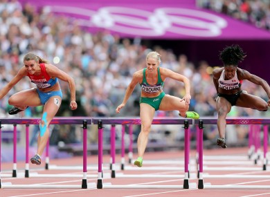 Derval O'Rourke midway through her run in the heats.