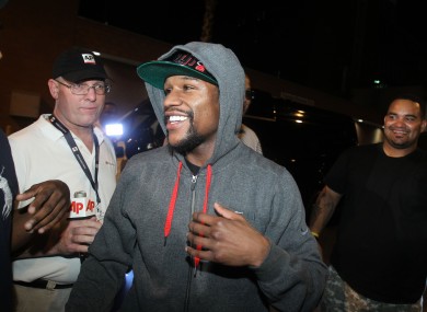 Floyd Mayweather is greeted as he leaves Clark County jail.