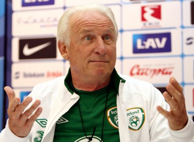 Ireland manager Giovanni Trapattoni at today's press conference.