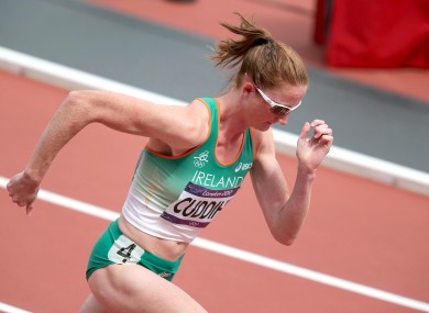 Cuddihy on the way to fourth place of her 400m heat.