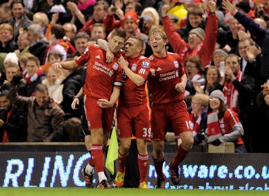 Bellamy with former skipper Steven Gerrard and the departed Dirk Kuyt.