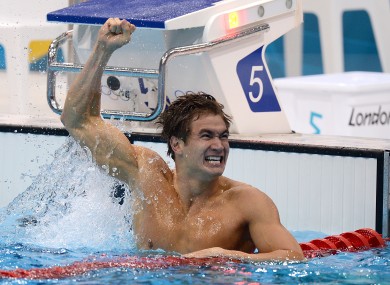 USA's Nathan Adrian celebrates winning the Men's 100m Freestyle Final.