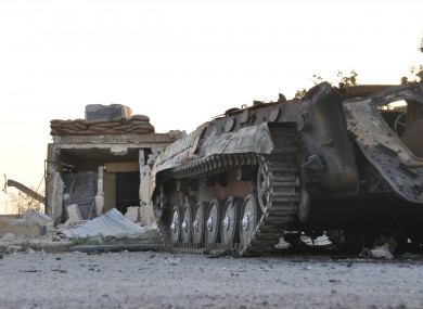 A destroyed Syrian armored vehicle (File photo)