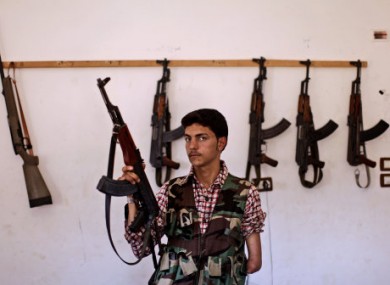 Syrian rebel fighter Ali Alnajjr, 20, in Marea near Aleppo.