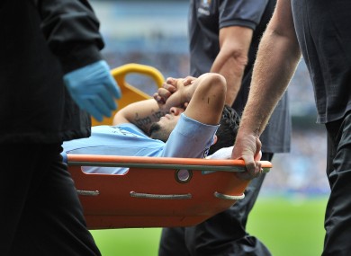 Aguero is stretchered off/