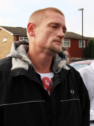 Stuart Hazell pictured on Wednesday 8 August as he left Christine Sharp's home