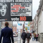 Angela Merkel as the scary face of Europe. Photo: Laura Hutton/Photocall Ireland