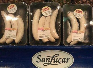 The pre-peeled packaged bananas.