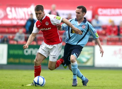 We meet again: St Pats' Daren Meenan and Barry Clancy of Shelbourne (file photo).