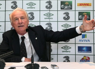 Giovanni Trapattoni addresses the media at Craven cottage this morning.