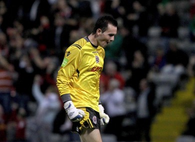 Greg Murray celebrates a Bohs goal against St Pat's last week.