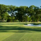 Bunkers down the right, but that is the side to be because of some overhanging trees. Levelling of the fairway changes what used to be a blind second shot to another green sloping from back to front.