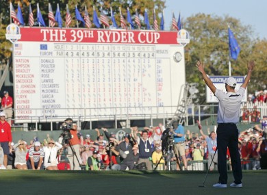 Kaymer celebrates the win.