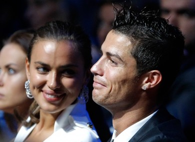 Cristiano Ronaldo , right, is seen with his girlfriend, Russian top model Irina Shayk.
