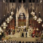 A large crowd attends a Mass at Cathedral Basilica of the Sacred Heart, in Newark, New Jersey to mark the 25th anniversary of their bishop John Myers' episcopal consecration. (AP Photo/Mel Evans)