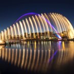 The Gateshead Millennium Bridge in Newcastle, England opening to let a ship pass underneath. (Steve Drew/PA Wire)