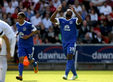 Anichebe celebrates Everton's first.