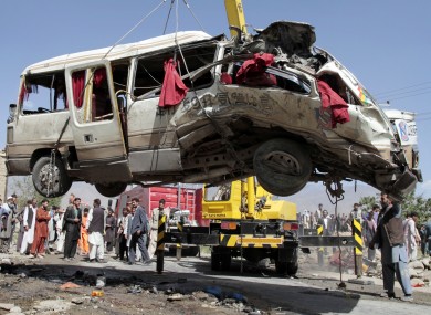 File picture of bombed bus in Afghanistan.