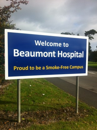 Beaumont Hospital's entrance sign.