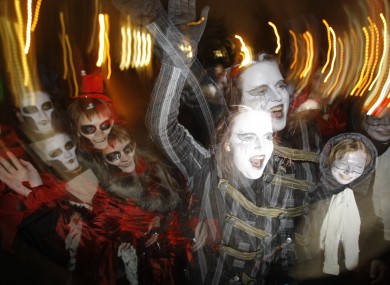 Halloween revellers in Minsk, Belarus last year.