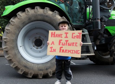 7-year-old Ciaran Tiernan from Co Louth at today's protest.