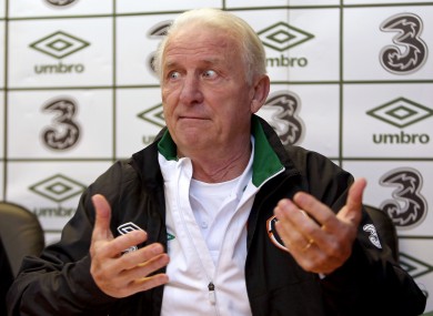 Giovanni Trapattoni at yesterday's press conference.