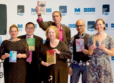Hilary Mantel (centre) pictured with her fellow nominees