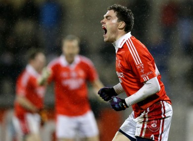 St Brigids' Paddy Andrews celebrates after Barry Cahill scored a late goal.
